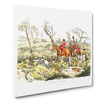 Fox Hunting by Henry Alken Vintage Canvas Wall Art Print Ready to Hang, Framed Picture for Living Room Bedroom Home Office Décor, 20x20 Inch (50x50 cm)