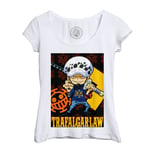 T-Shirt Femme Col Echancré One Piece Manga Trafalgar Law Mini Anime