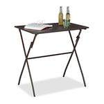 Relaxdays Table de Jardin Pliante, Aspect Bois, carré, Plastique, métal, Balcon, Solide, HLP 75 x 77,5 x 48,5 cm, Brun