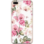 Apple iPhone 8 Plus Transparent Mobilskal Rosa blommor