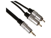 CABLE 2 RCA MALE VERS JACK 3.5 MALE STEREO LONGUEUR 2.5 METRES FICHES METAL