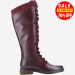 Hush Puppies Rudy Womens LEATHER Fashion Knee High Dress Boots Burgundy