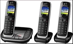 Panasonic KX-TGJ323EB Landline Phone Cordless, Call Blocker Triple Handset Black