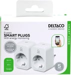 Deltaco SMART HOME  smart plug with energy monitoring  16A  2-pack