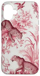 iPhone 16 Plus French Pink Toile Chinoiserie with Flowers, Leopards Case