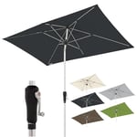 Doppler Parasol rectangulaire en Aluminium I Parasol à manivelle de Haute qualité I Parasol de Jardin pour Balcon ou terrasse - Parapluie à mât Central avec manivelle - 220 x 140 cm