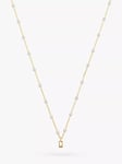 Orelia Mini Swarovski Baguette Crystal and Pearl Chain Necklace, Gold/White