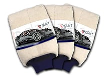 Glart 44WH Set of 3 Premium microfibre wash mitts for car maintenance car washing, car cleaning, window cleaner, exterior and interior, Beige, 27 x 17 centimeters