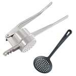 Westmark Set de Spätzle, 2 pièces, 1 Presse à spätzle/Pommes de Terre avec perforation traditionnelle, Spätzlechef + 1 Louche, Gentle, Aluminium moulé sous pression/PA, argenté/noir, 612022E8