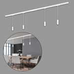 BRILONER - Système de rail Rail set complet, 4x LED Suspension dimmable, lampes, système de rail lumineux pour plafond, rail pour spot, lampe de plafond, plafonnier, lampe suspendue, 1,5m, blanc