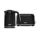 Geepas 2 Slice Bread Toaster & 1.7L Cordless Electric Kettle Combo Set – 1750W Toastie Machine with 7 Browning Control - 3000W Kettle with Auto Shut Off & Boil Dry Protection, Black