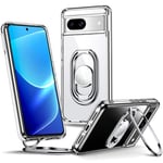 SHIELDS UP for Google Pixel 8a Case with Stand, Phone Case clear with Double Ring Holder【Adjustable & Fodable】 Shockproof Protective Cover for Google Pixel 8a 5G - Clear