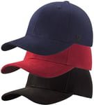 Lot de 3 casquettes de baseball pour homme et femme, 100 % coton, casquette de baseball, de sport, décontractée, unie, style polo classique, taille unique