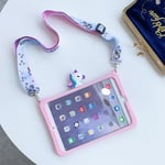 (iPad Pro 10.5inch Pink Horse Lanyard) Suloinen sarjakuva pehmeä silikonitelinekotelo IPad 9.7:lle 2017 2018 Mini 4 5 kotelo IPad 10.2 Prolle 9.7 11 Air 1 2 3 tablettikotelot+hihna