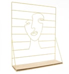 Wire Face Jewellery Hanger Stand Display with Wooden Shelf Gift Gold