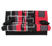 Banquette lit clic clac PORTO labyrinthe noir et rouge