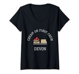 Womens Devon Cream On First Crew Devon Scone Jam And Cream V-Neck T-Shirt