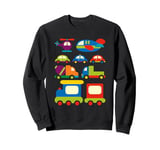 Transportation Trucks Cars Trains Planes Helicopters Toddler Sweatshirt