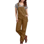 Dickies Women's Duck Bib Overalls, Rinsed Brown Duck, XS UK