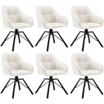 Woltu - Lot de 6 Chaises Pivotante à 360° Chaise Salle à Manger en Velours, Fauteuil Scandinave, Pieds en Métal, Crème