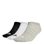 adidas Unisex Thin and Light 3 Pairs No Show Socks, Medium Grey Heather/White/Black, XS