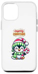 Coque pour iPhone 12/12 Pro Pull Moche de Noël - Pingouin Canne Sucre Flocons de neige