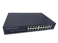 Elfcam® - 16 Ports PoE Ethernet Switch avec 2 Ports Uplink Gigabit Ethernet 10/100/1000Mbps, Plug & Play Non Géré, Métal Robuste (16 Ports PoE)