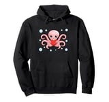 Octopus With Heart Balloons Valentines Day Octopus Pullover Hoodie