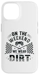 Coque pour iPhone 14 Dirt Track Racing le week-end, nous portons un pilote de voiture Dirt Race