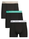 Calvin Klein 3 Pack Cotton Stretch Trunks - Black, Black, Size L, Men