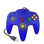 Bleu Transparent Manette De Jeu Filaire Usb N64 Pour Nintendo 64, Contrôleur, Joystick Pour Console Classique 64, Pour Ordinateur Mac Et Pc