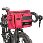 ENJOHOS Sacoche Avant de Vélo 2.3L,Sacoche de Guidon vélo étanche PU, Sacoche Avant vélo, Sac de Rangement avec bandoulière,Multifonction Sac à bandoulière pour VTT vélo Voyage (Rouge+Nylon)