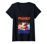 Womens I'm Fragile Not Like A Flower Like A Bomb V-Neck T-Shirt