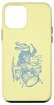 Coque pour iPhone 12 mini Crocodile jouant de la batterie en forme de crocodile, percussion, reptile