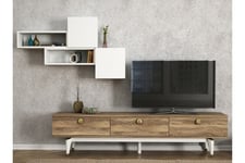 Tera Home TV-benk - TV-møbelsett Hvit,Brun