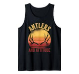 Antlers and attitude Retro men vintage deer hunting Tank Top