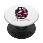 Bombasse clown maléfique, tueur en série féminin, motif Halloween PopSockets PopGrip Adhésif