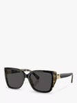 Michael Kors MK2199 Women's Acadia D-Frame Sunglasses, Black on Amber Tortoise/Grey