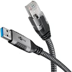 goobay 5m LAN-USB Câble 1 Gbit Transfert de données - USB A 3.0 vers RJ45 Ethernet Le câble CAT 6 connecte le routeur et l’ordinateur portable ou le PC - Remplace l’adaptateur USB vers LAN - 70692