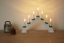 Adventsstake syvarmet i tre med 7 LED-lys