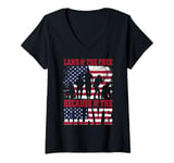 Womens Land of the Free, Because of the Brave V-Neck T-Shirt