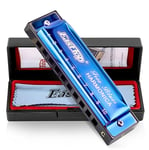 East top Blues Diatonic Harmonica in C, 10 Holes Blues Harp Mouth Organ harmonica for Adults, Harmonica for Beginners, Professional Player and Students