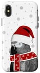 Coque pour iPhone X/XS Gris du Gabon Noël Oiseau Biologiste Nature Ornithologue