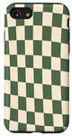 Coque pour iPhone SE (2020) / 7 / 8 Motif damier vintage à carreaux Vert sauge