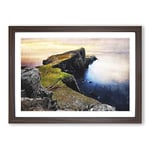 Big Box Art Lighthouse in The Isle of Skye Painting Framed Wall Art Picture Print Ready to Hang, Walnut A2 (62 x 45 cm)