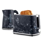 Salter Marble Black Kettle & 2-Slice Toaster Wide Slots Set 1.7L Fast Boil New