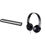 Casio CDP-S110BK Digital Piano with 88 Weighted Keys, Black & Sony MDR-ZX110 Overhead Headphones - Black, BASIC, Pack of 1