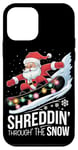 Coque pour iPhone 12 mini Shreddin' Snow Snowboard Père Noël Snowboarder