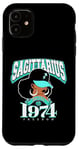 iPhone 11 Sagittarius 1974 Turquoise Birthday Afro Zodiac Queen Case