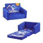 Canapé Astronaute pour Enfants-Fauteuil Convertible 2 en 1 pour Enfant Garçon Bébés-Canapé Lit Enfant Stable avec Poches pour Chambre à Coucher Salle de Jeux